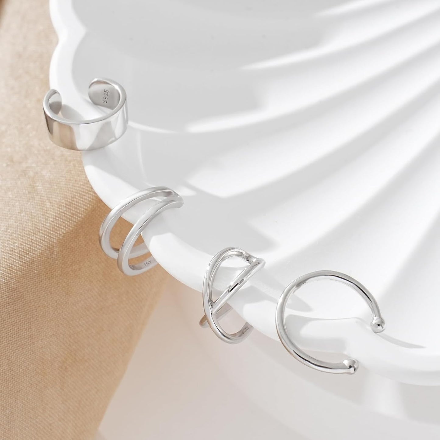 Cuff Earrings 925 Sterling Silver Ear Cuff Earrings CZ Non-Piercing Fake Helix Cartilage Cuff Earrings Conch Cuffs Earrings for Women Various Styles
