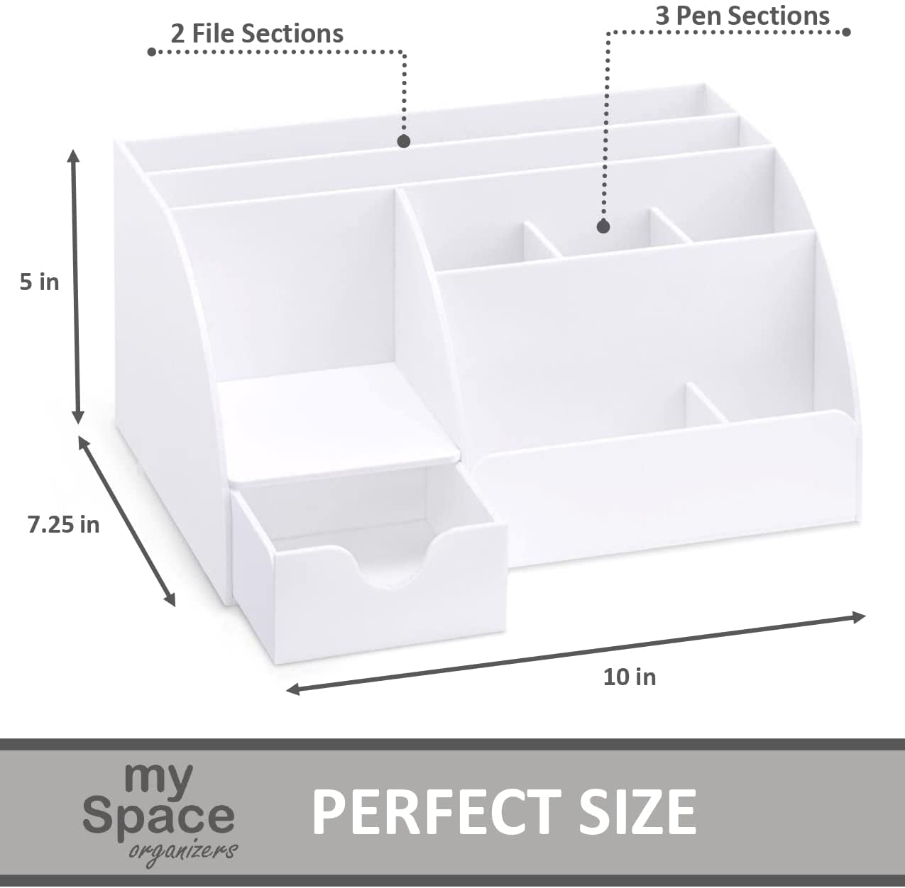 Office Desk Organizer, White Acrylic with Drawer, 9 Compartments - All in One Office Supplies and Cool Desk Accessories Pen Holder, Enhance Your Office Decor Desktop (White).