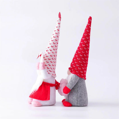 2PCS Valentines Day Gnome Plush Decorations -Mr and Mrs Handmake Scandinavian Tomte for Valentine'S Day Table Elf Gnomes Decor, Stuffed Plushie Decor,Sweet Valentines Day Gifts