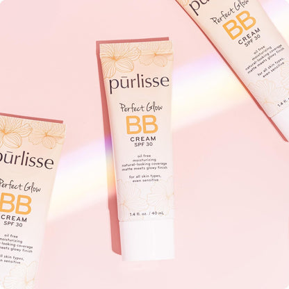 Purlisse Perfect Glow BB Cream SPF 30: Clean & Cruelty-Free, Medium Flawless Coverage, Hydrates with Jasmine | Medium 1.4Oz