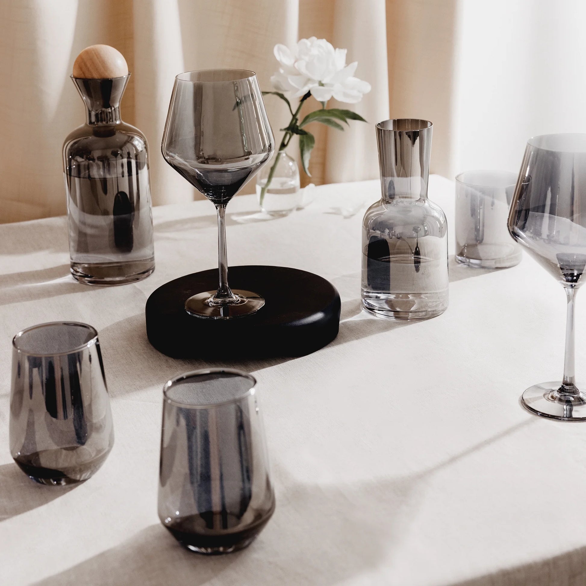 4-Pack Angled Wine Glass Set in Smoke Finish