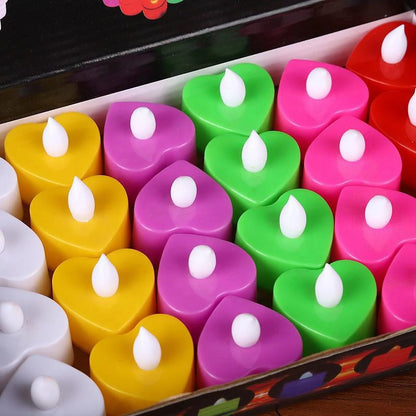 24 Pcs Flameless Tealight Candles with Colorful Lights, a Great Choice Heighten the Festive Atmosphere, Battery Operated Colored Fake Candles, No Flickering Light