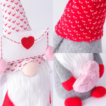 2PCS Valentines Day Gnome Plush Decorations -Mr and Mrs Handmake Scandinavian Tomte for Valentine'S Day Table Elf Gnomes Decor, Stuffed Plushie Decor,Sweet Valentines Day Gifts