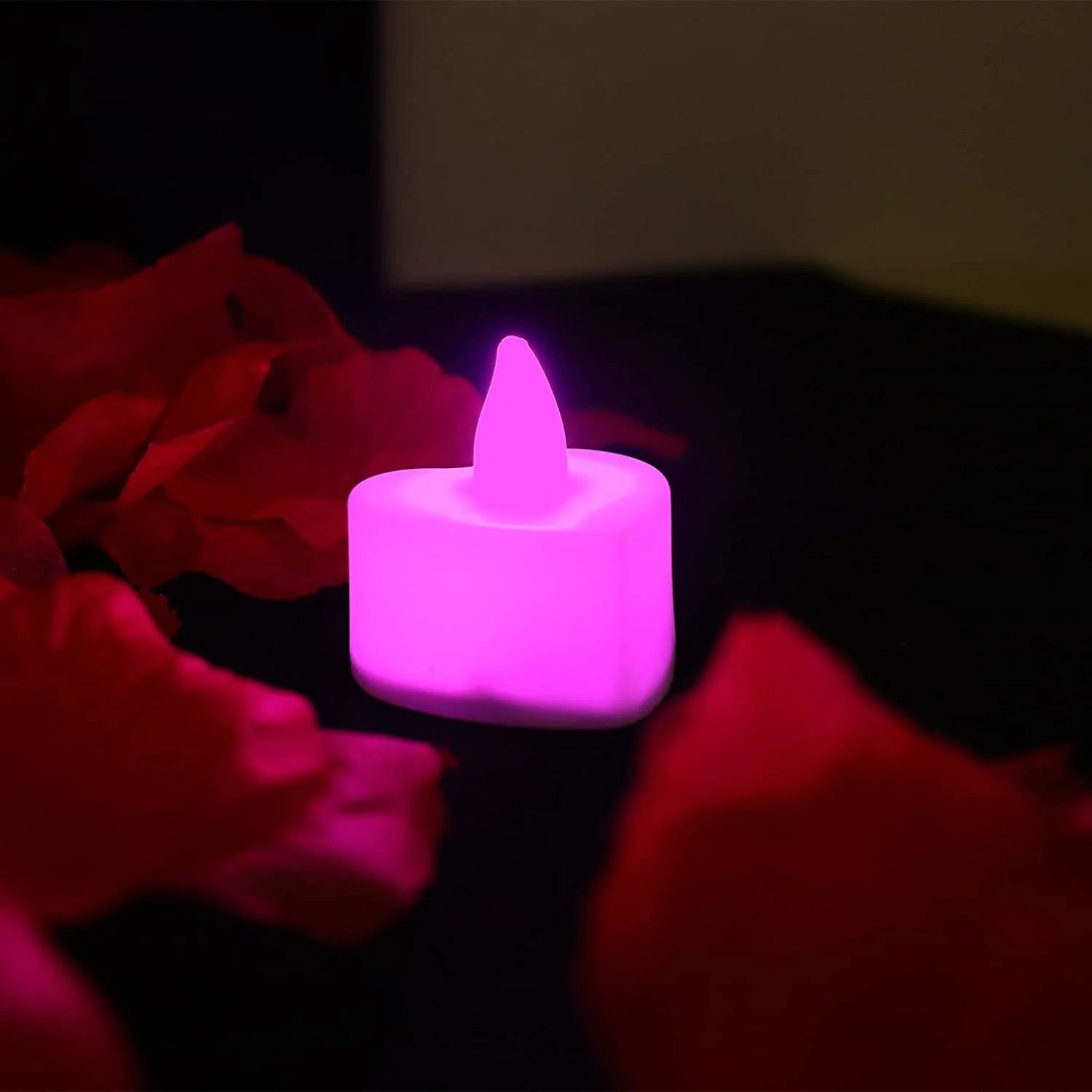 24 Pcs Flameless Tealight Candles with Colorful Lights, a Great Choice Heighten the Festive Atmosphere, Battery Operated Colored Fake Candles, No Flickering Light