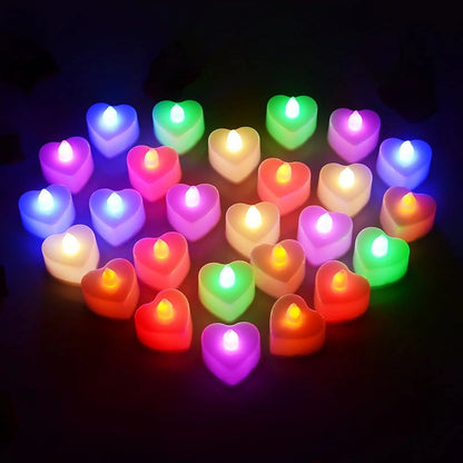 24 Pcs Flameless Tealight Candles with Colorful Lights, a Great Choice Heighten the Festive Atmosphere, Battery Operated Colored Fake Candles, No Flickering Light