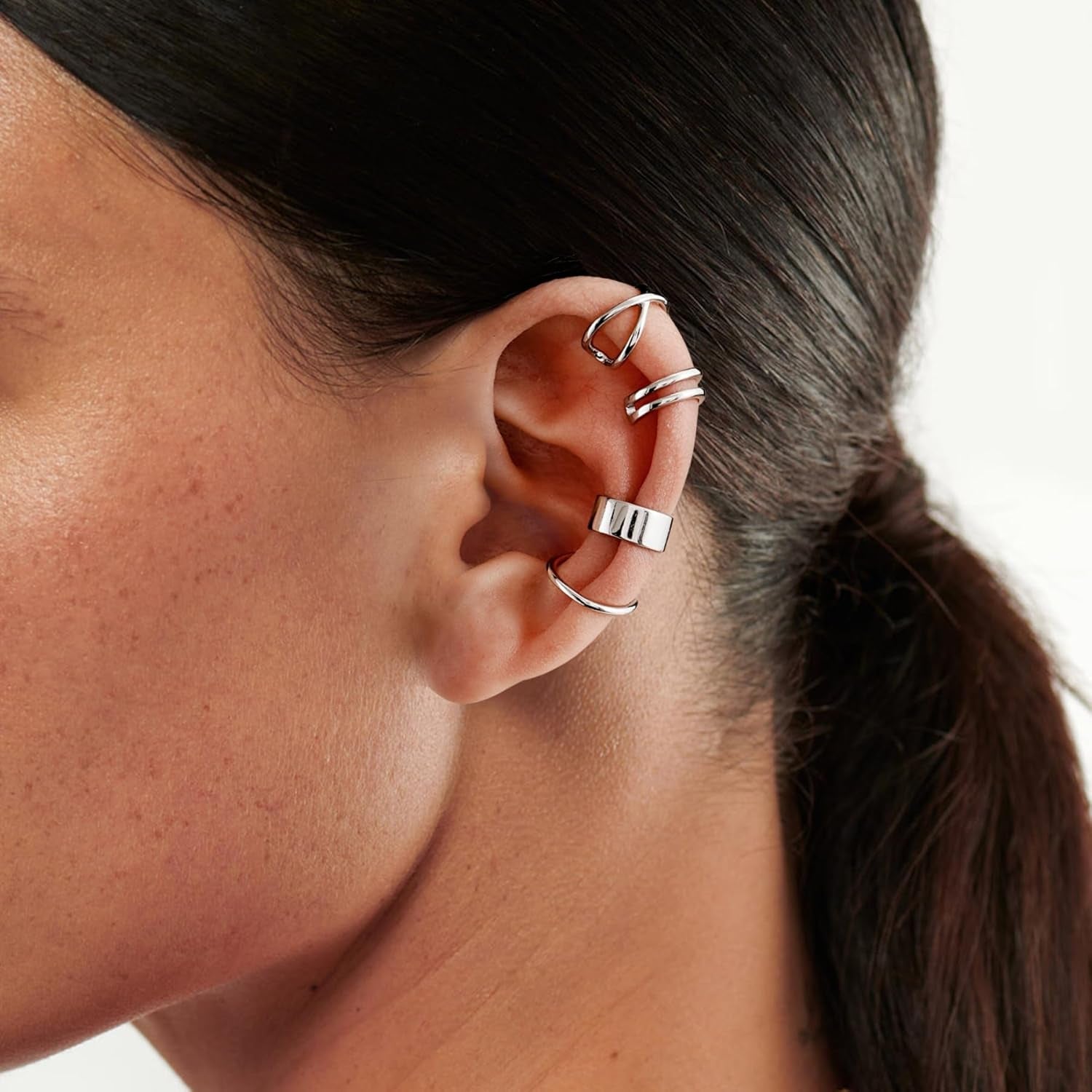 Cuff Earrings 925 Sterling Silver Ear Cuff Earrings CZ Non-Piercing Fake Helix Cartilage Cuff Earrings Conch Cuffs Earrings for Women Various Styles